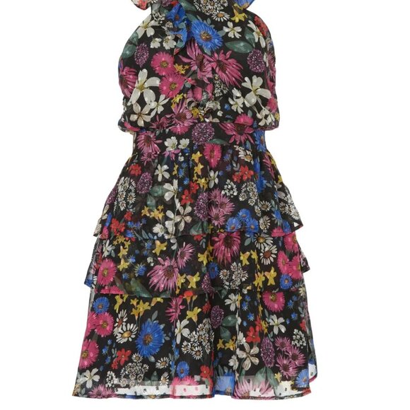 Slate & Willow, Black Floral Halter Mini Dress Size M - Picture 3 of 9